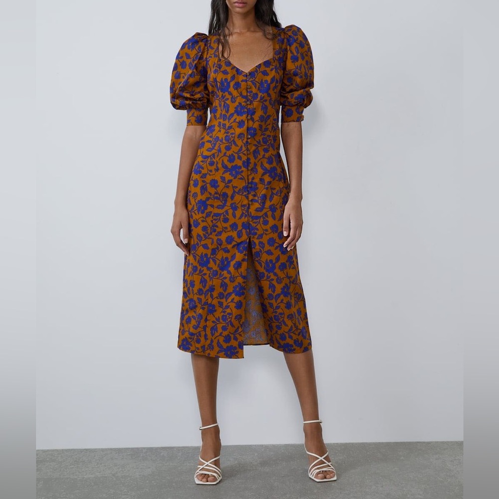 Zara Printed Poplin Dress Small